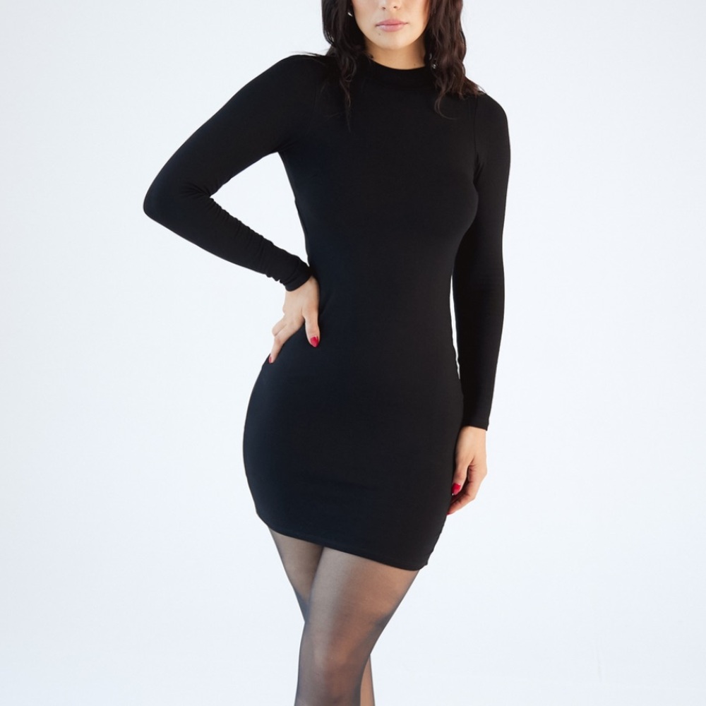 Klassy Network Black Long Sleeve Bodycon Dress